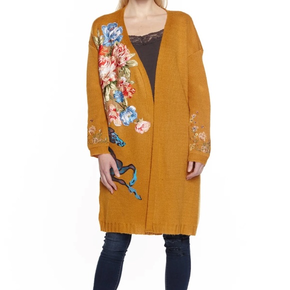 Aratta Silent Journey Cardigan Sweater Appliqué Horse Embroidered Open Front - Picture 2 of 12